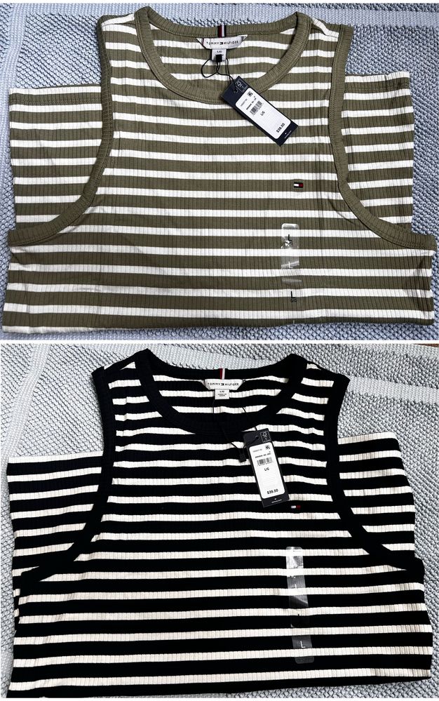 Tommy Hilfiger майка топ в рубчик смугаста