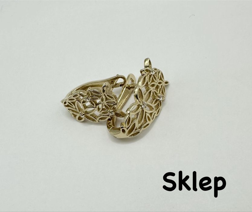 Złote Kolczyki Ażurowe Kwiatuszki Pr.585 NOWE