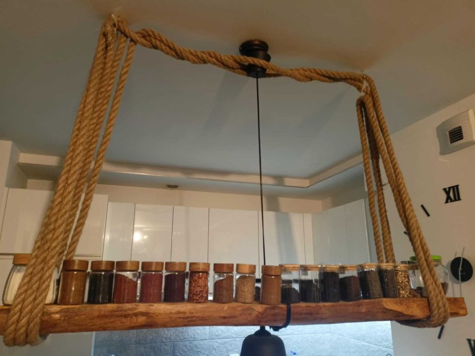 Belka Wisząca Lampa z Drewna ze Starej Belki. Designerskie Oświetlenie