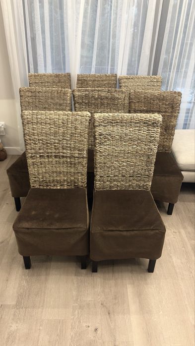 Zestaw 8 krzeseł z bananowca ratanowe jysk Torrig