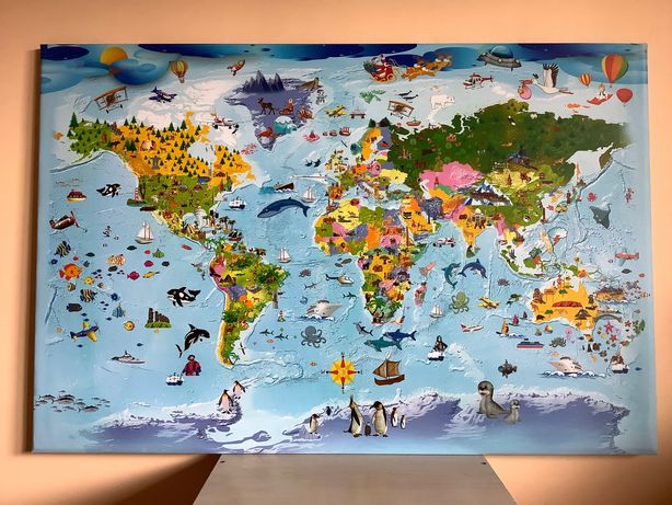 Obraz na korku „Mapa świata” dla dzieci
