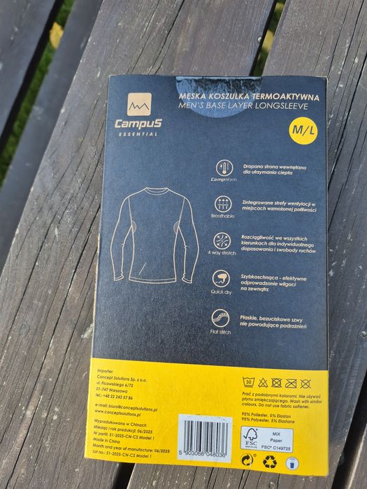 Campus męska koszulka termoaktywna M L Nowa sportowa trening