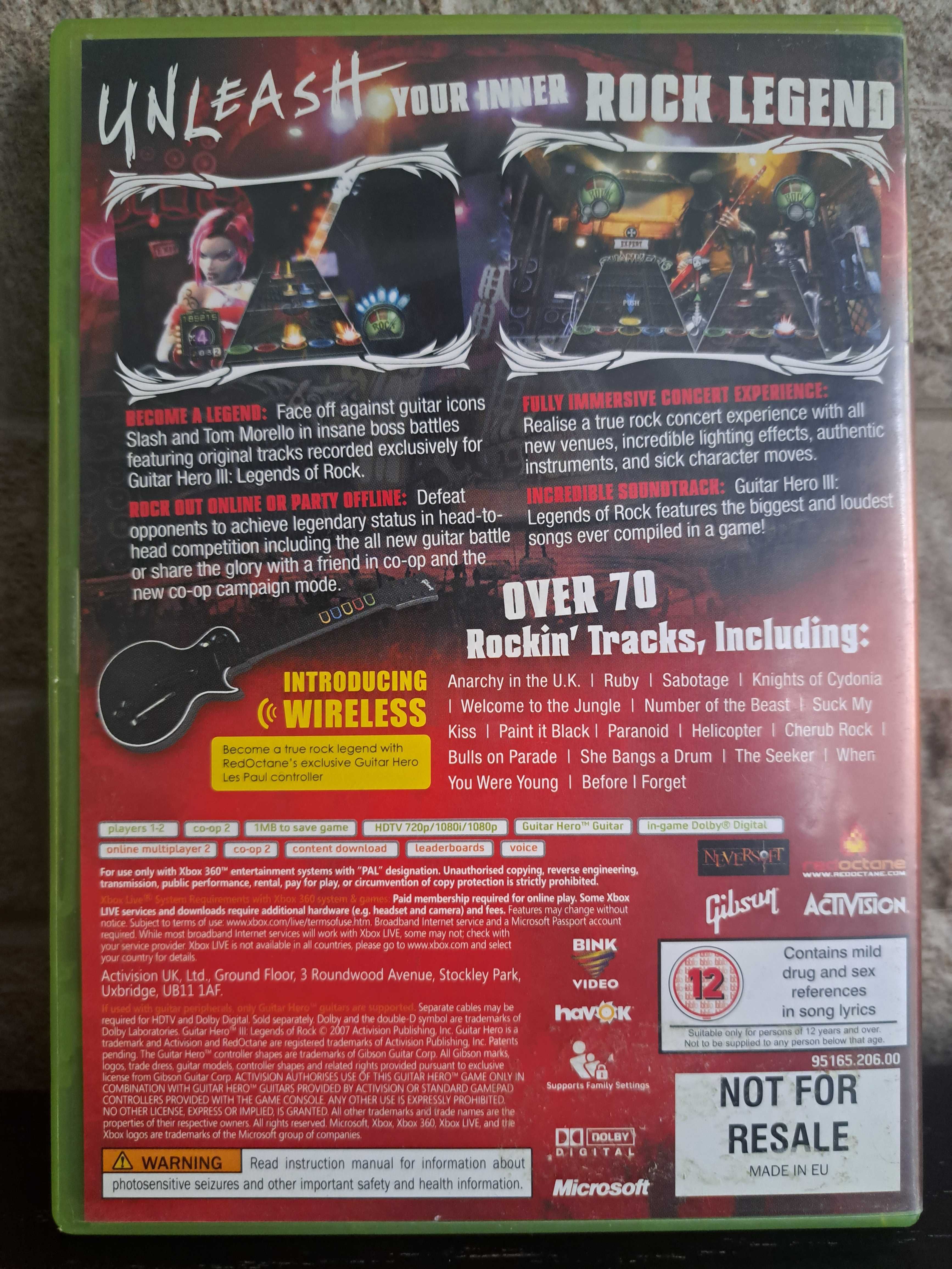 Jogo XBOX 360 - 'Guitar Hero 3 Legends Of Rock'