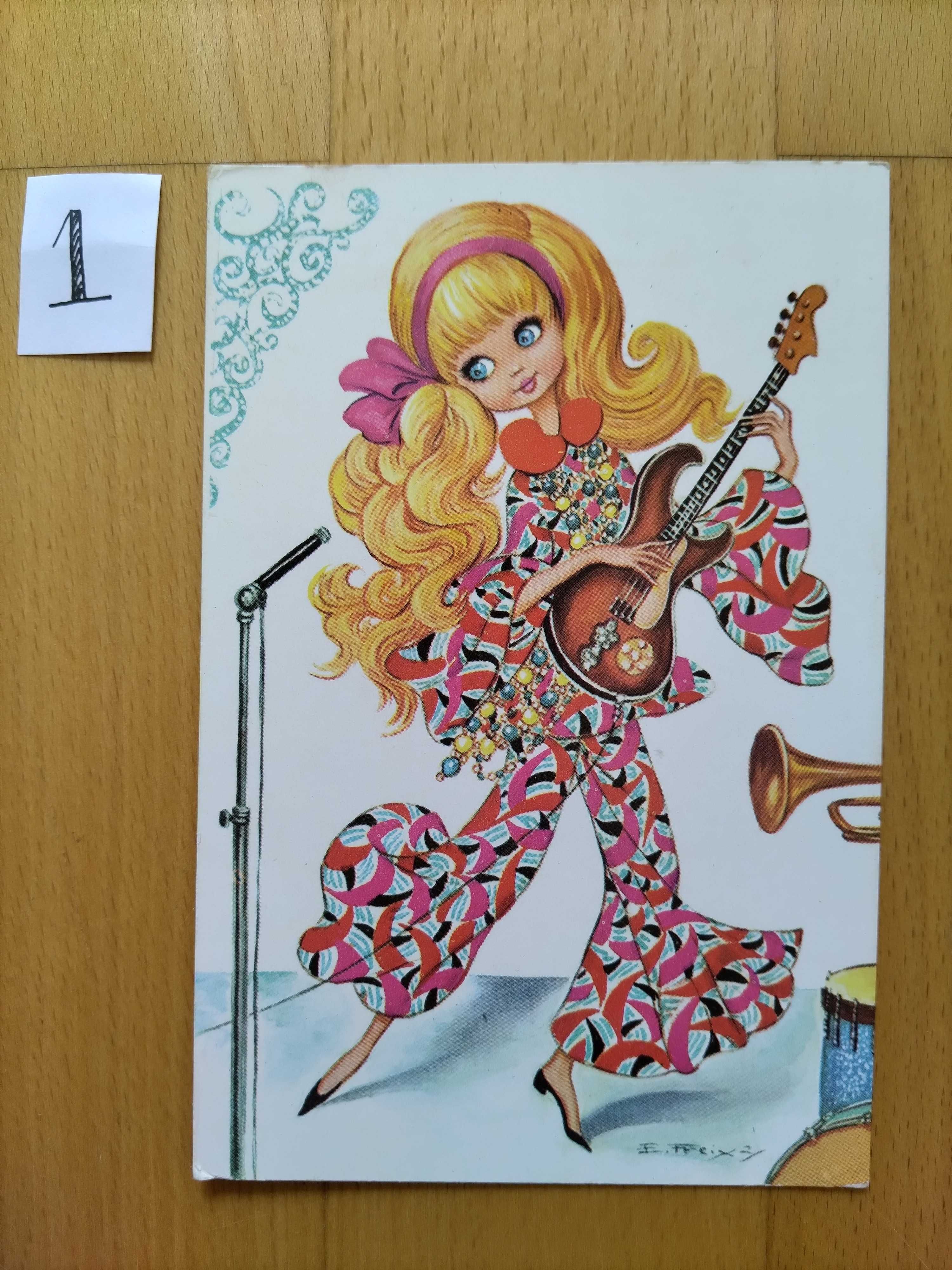 Conjunto de postais ilustrados vintage-Ilustrador "E. Freix 2"