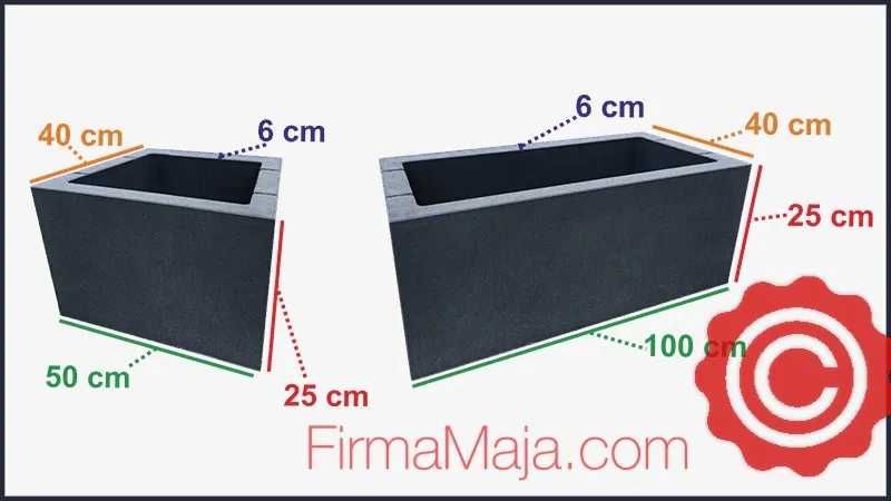 Donica Duża 100 cm i 50 cm tarasowa Prostokątna Dostawa pod dom