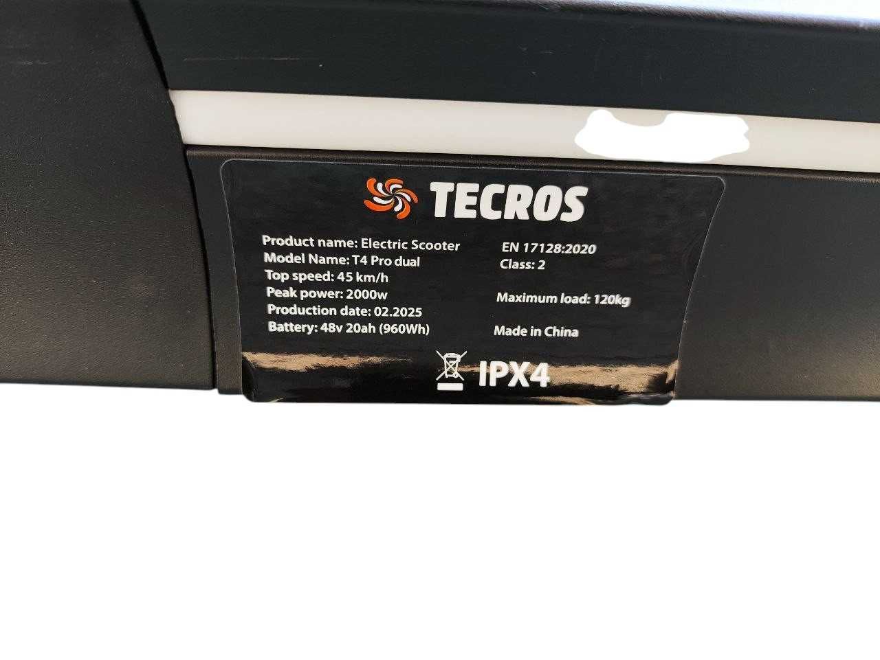 Электросамокат Tecros t4 pro dual 48v 20Ah 2000w