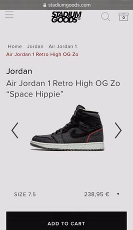 Air Jordan 1 Retro High OG zo “Space Hippie”100% ORIGINAIS Tamanho 40
