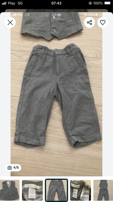 Komplet spodnie + kamizelka chlopieca 86 hm