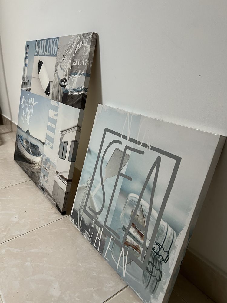 Conjunto de dois quadros sobre o mar