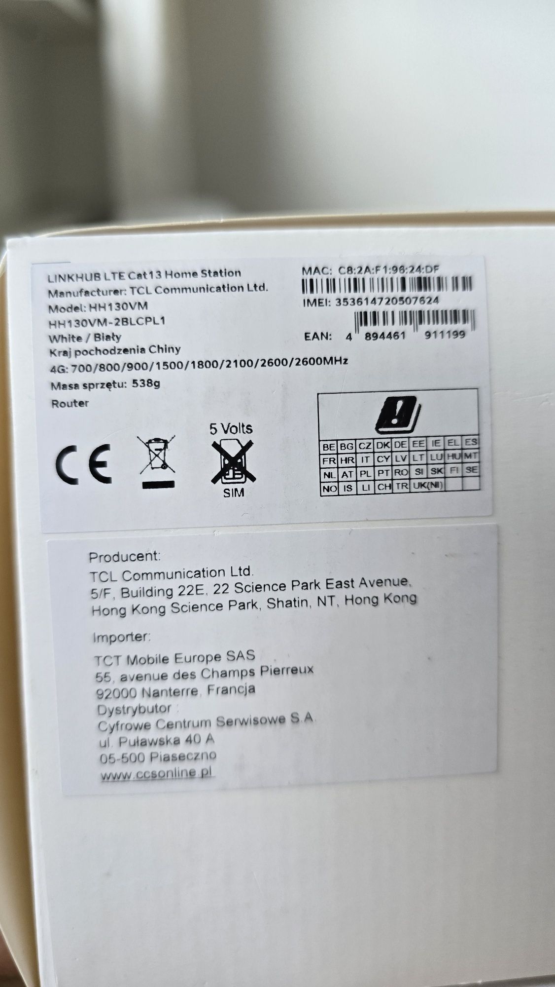 Router TCL LinkHub LTE Cat13