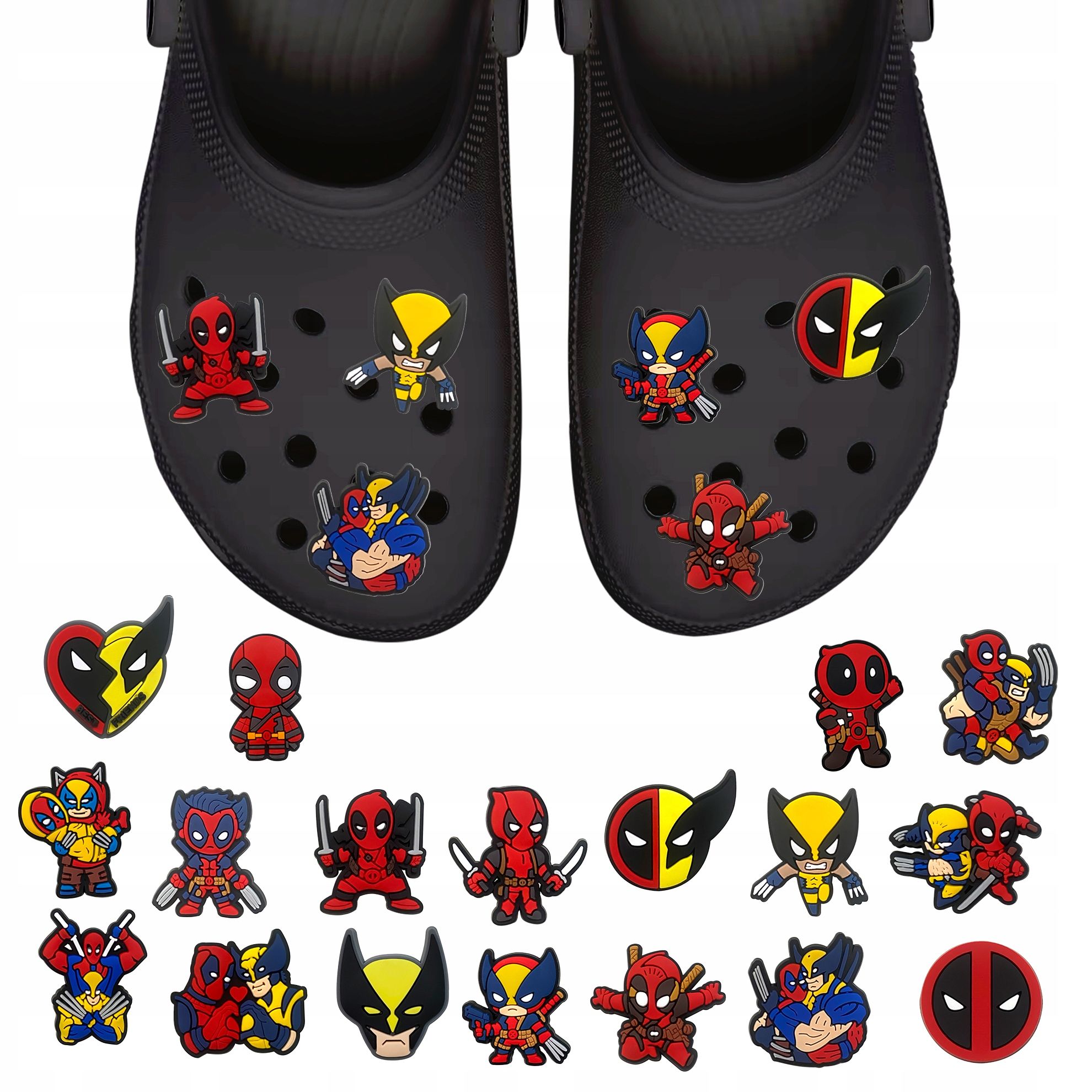 Przypinki do Crocs DEADPOOL WOLVERINE do butów telefonu zestaw 18 szt