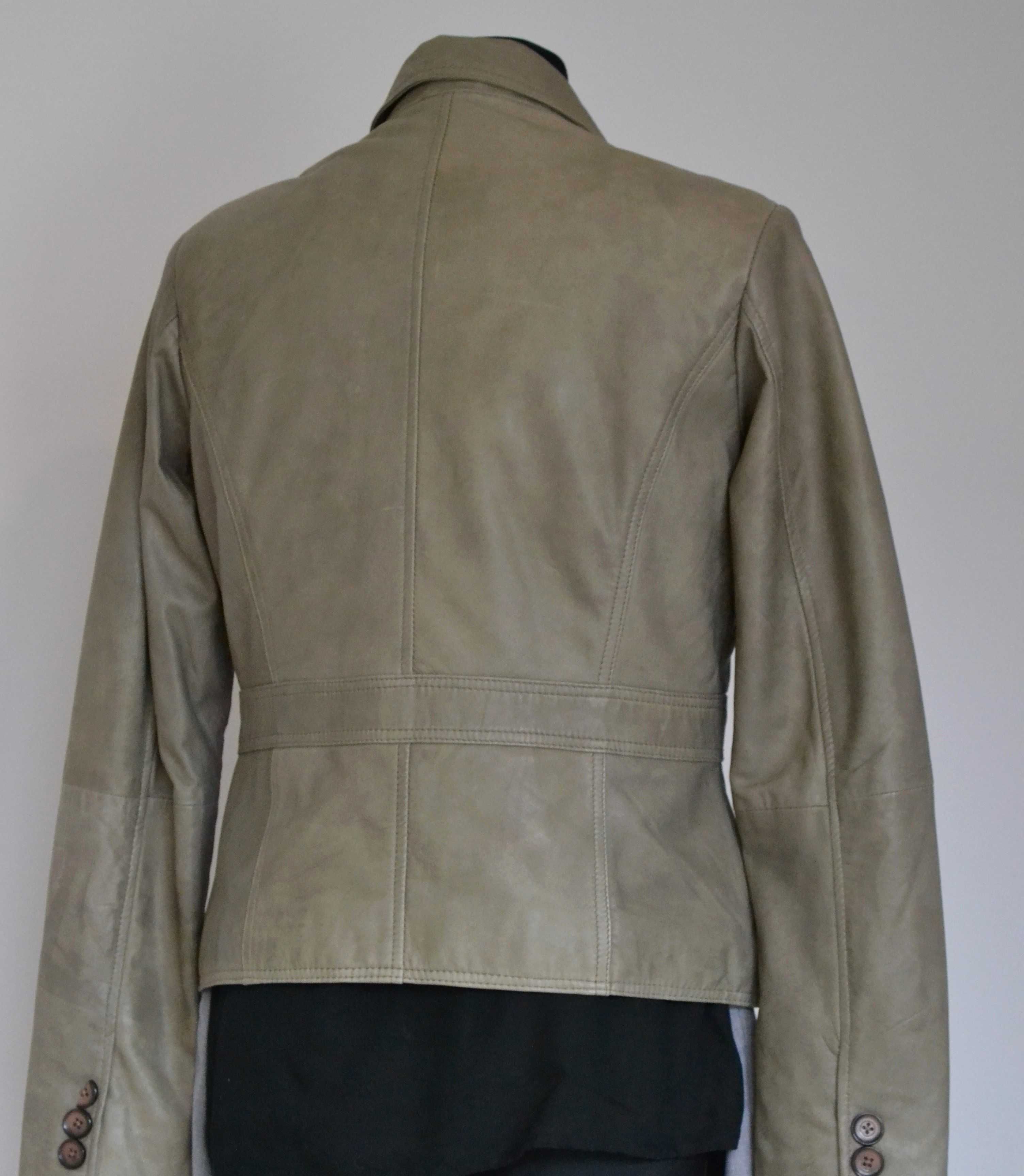 Vintage skórzana marynarka damska Laura di Sarpi / khaki / rozm. 38/40