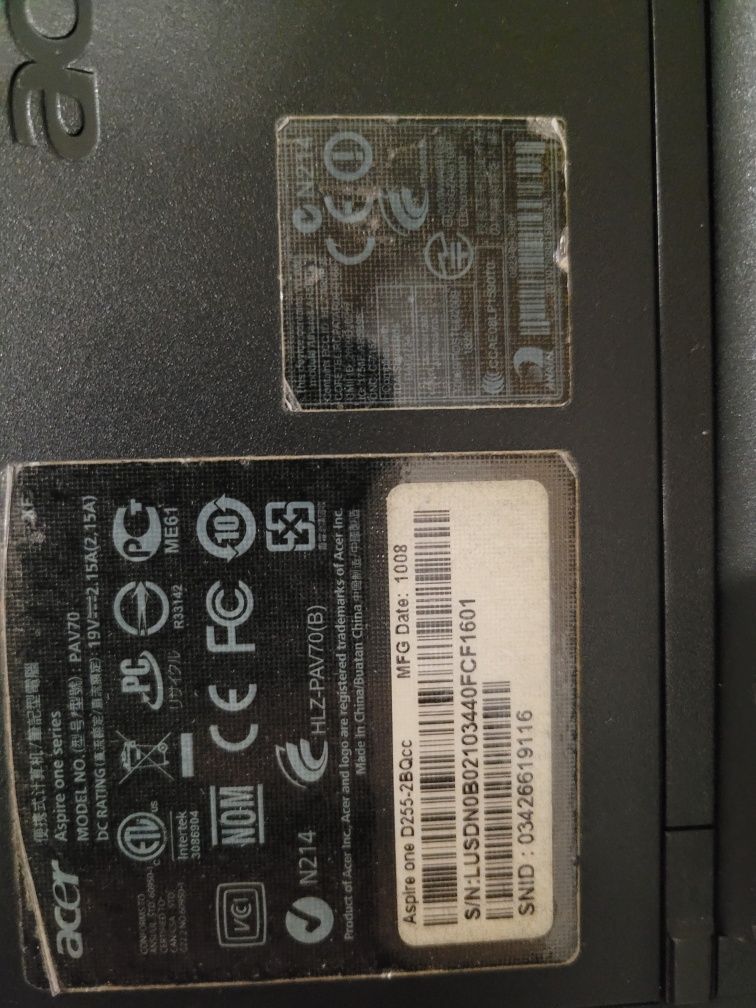 Netbook Laptop Acer Aspiro One 255