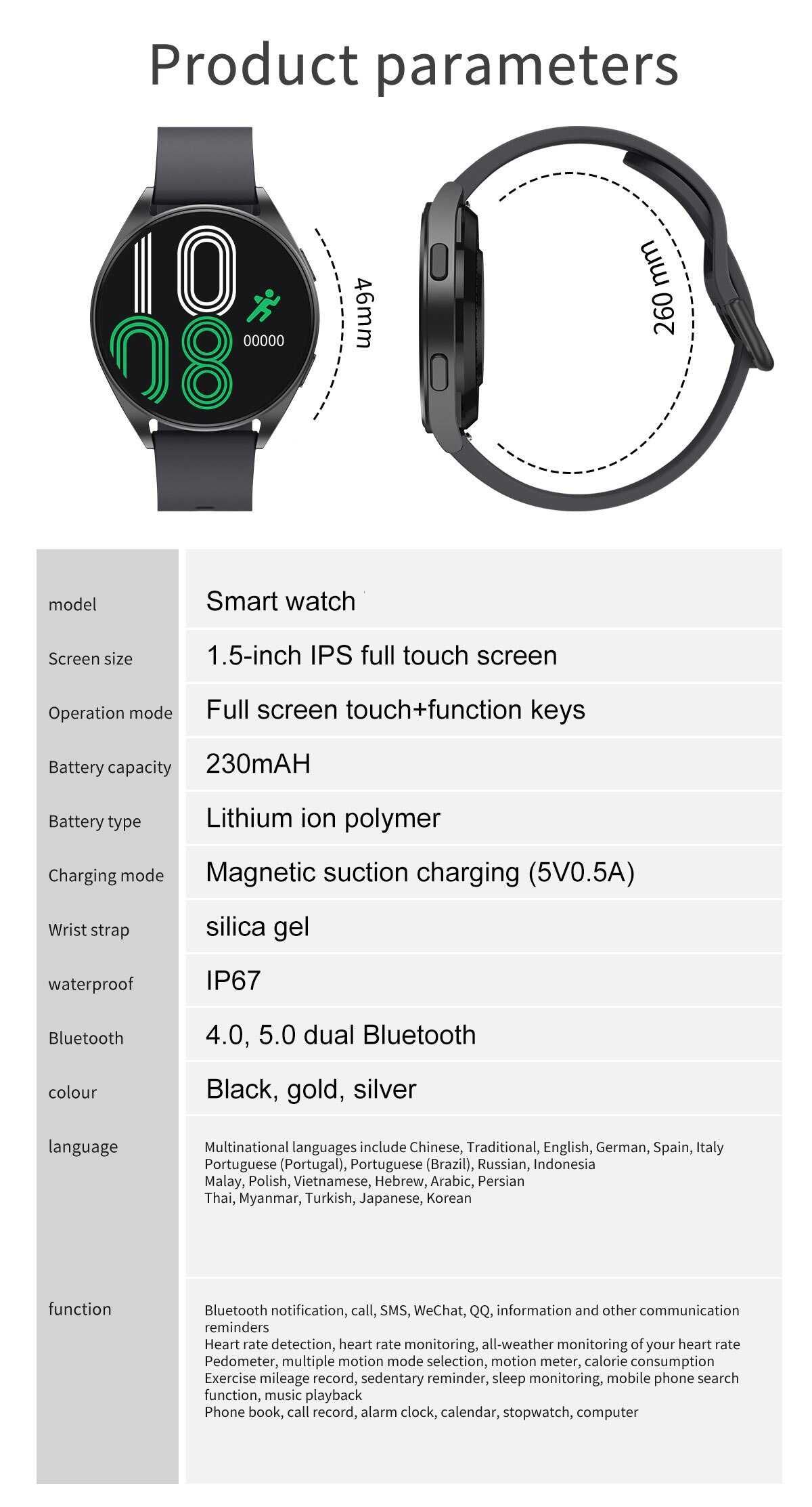 -50% SmartWatch T5 PRO telefon BT, tętno, ciśnienie, kroki.