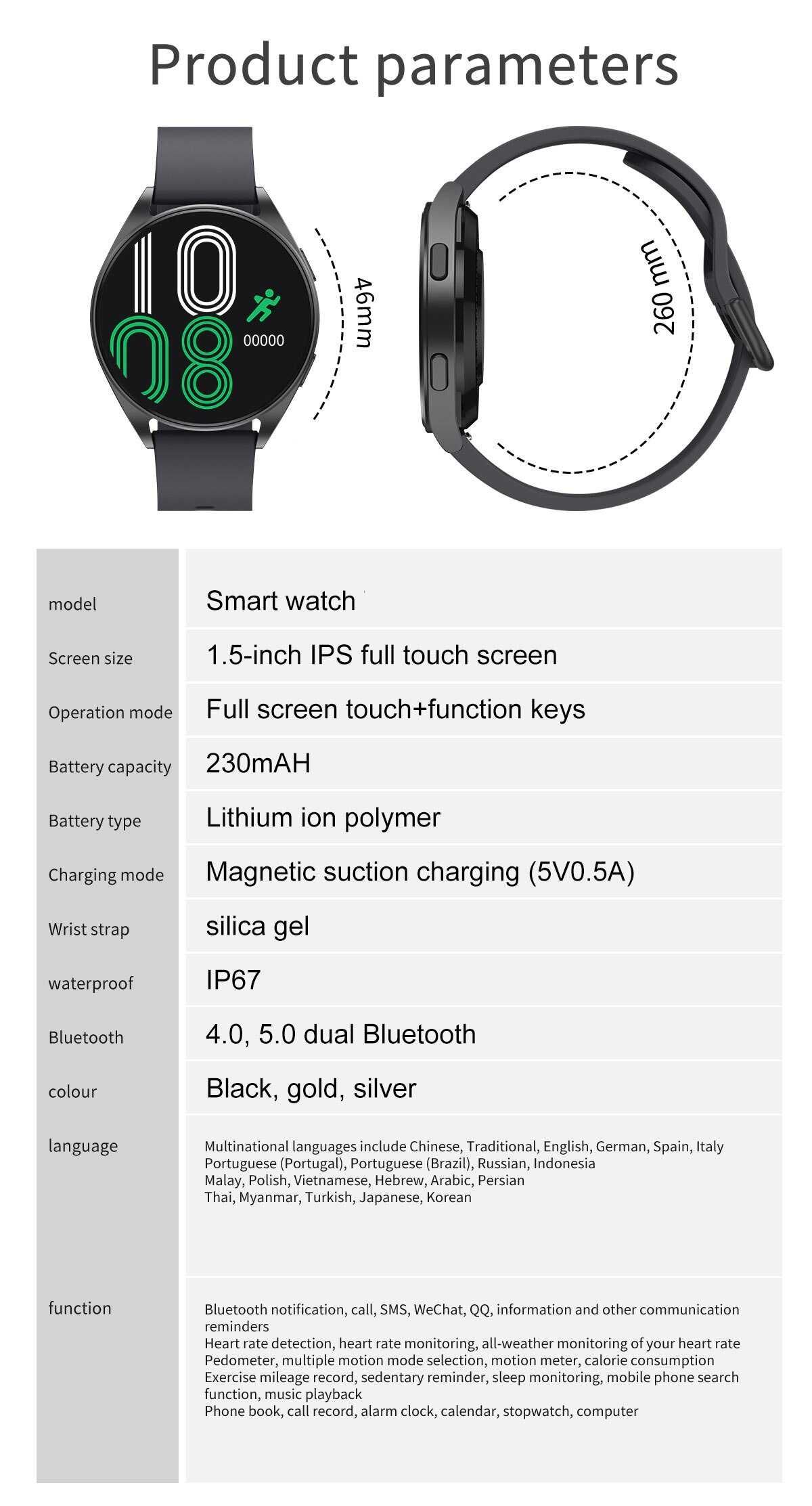 -50% SmartWatch T5 PRO telefon BT, tętno, ciśnienie, kroki, menu PL