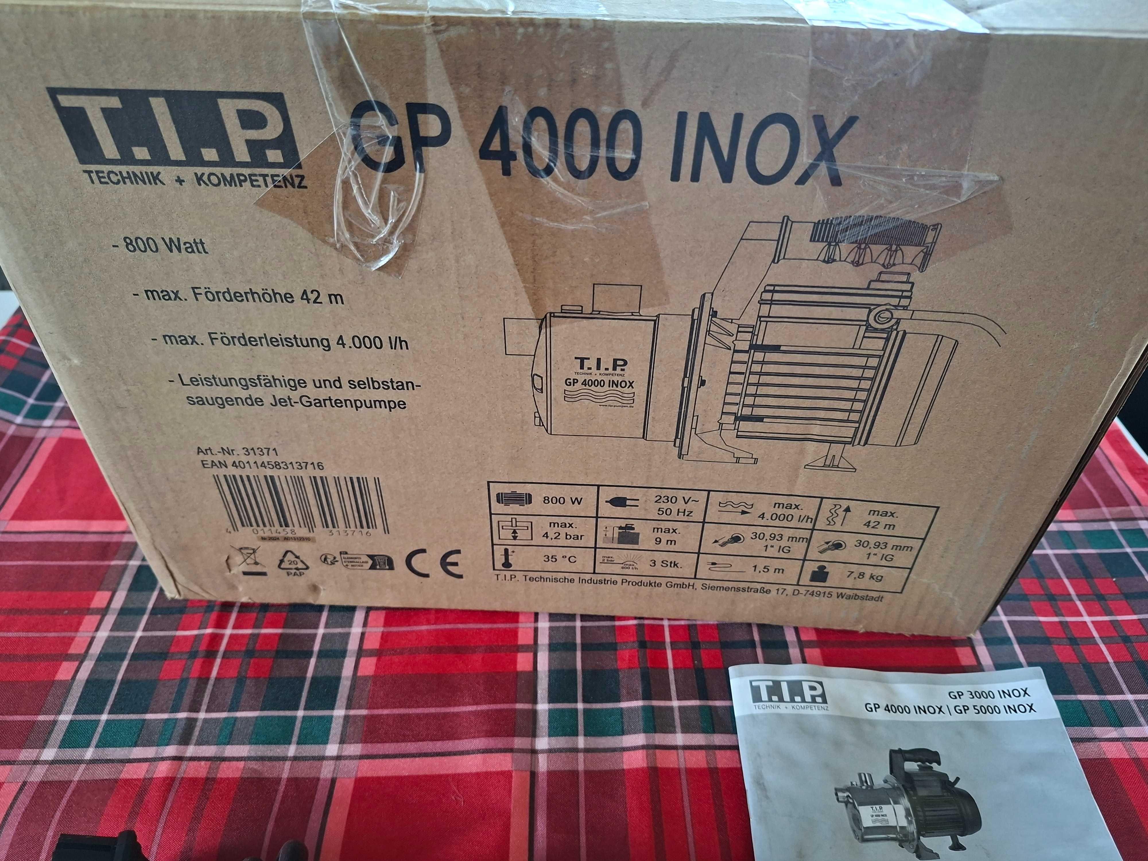Pompa ogrodowa do podlewania INOX 800W 4000L/H 4,2BAR T.I.P