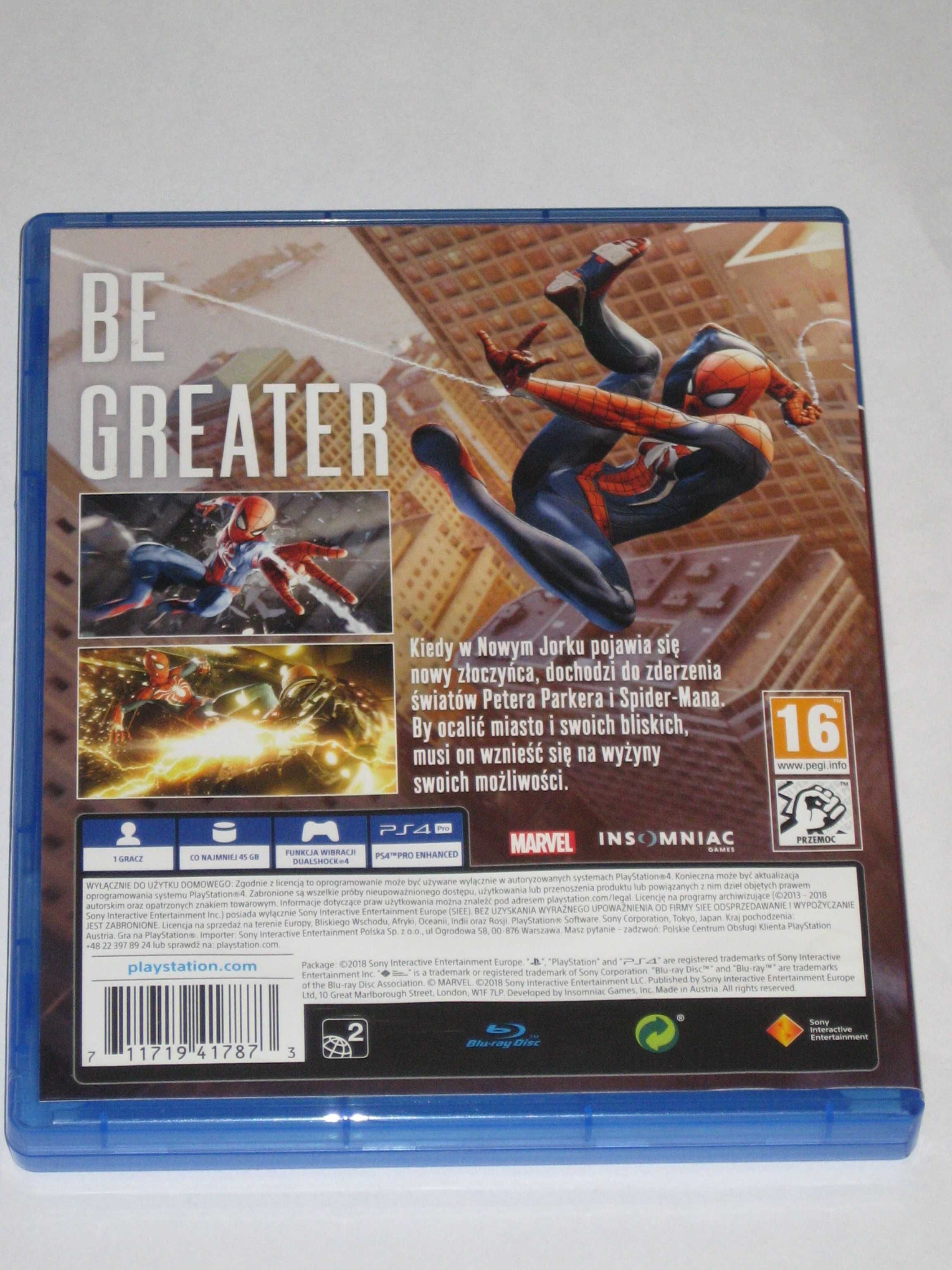 Spiderman Spider Man Spider-Man PS4  jak NOWA! Play Station 4