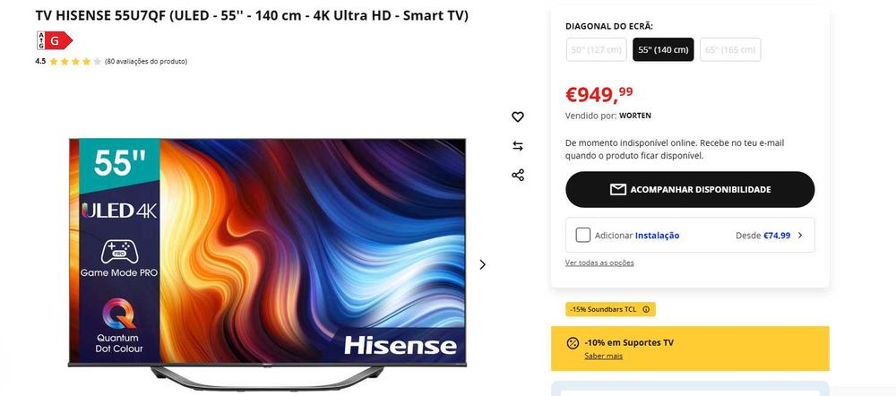 Hisense 55 pulgadas  55U7QF 55" ULED UltraHD 4K