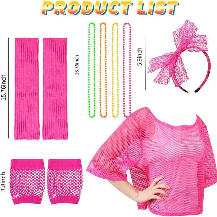 Kostium Retro Neon z lat 80 One Size