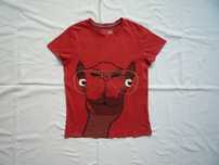 Little Kids 128/134 czerwona koszulka Pies okulary