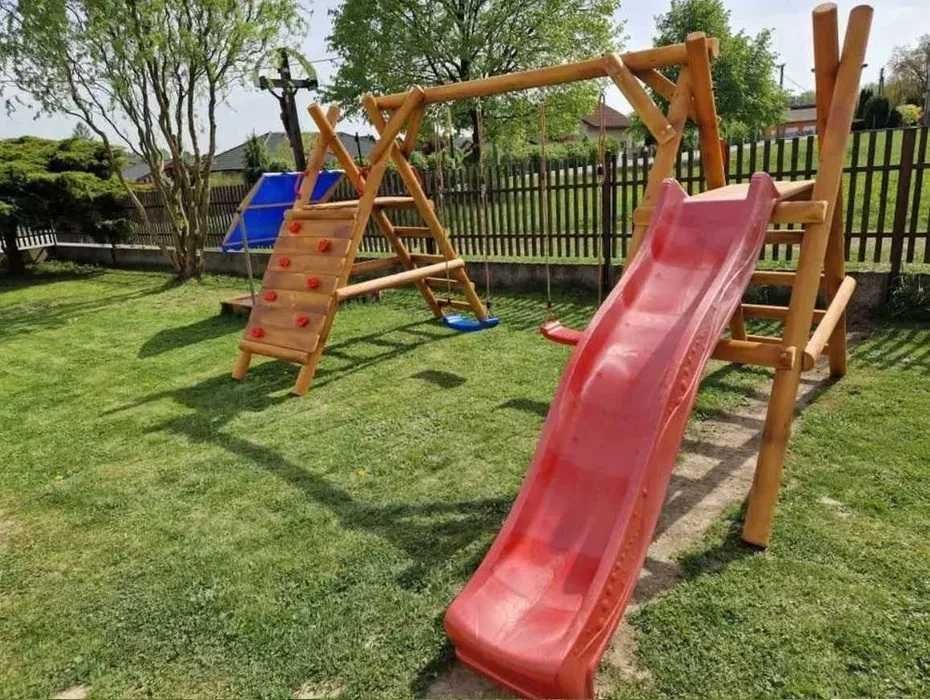 Plac zabaw "Tymek" huśtawka zjeżdżalnia wspinaczka wysoka jakość