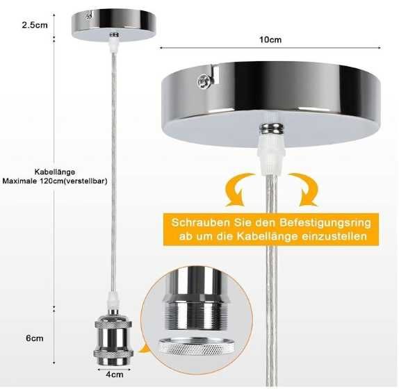 LAMPA sufitowa wisząca ozdobną E27 max. 1.2m