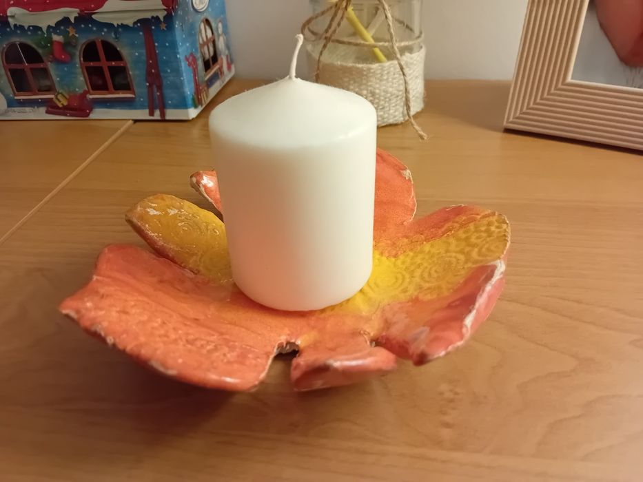 Świecznik podstawek liść handmade