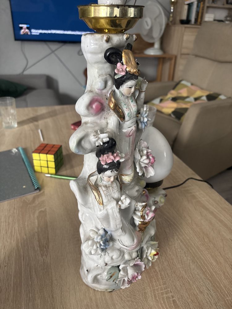Lampa stołowa nocna porcelanowa gejsza 45 cm