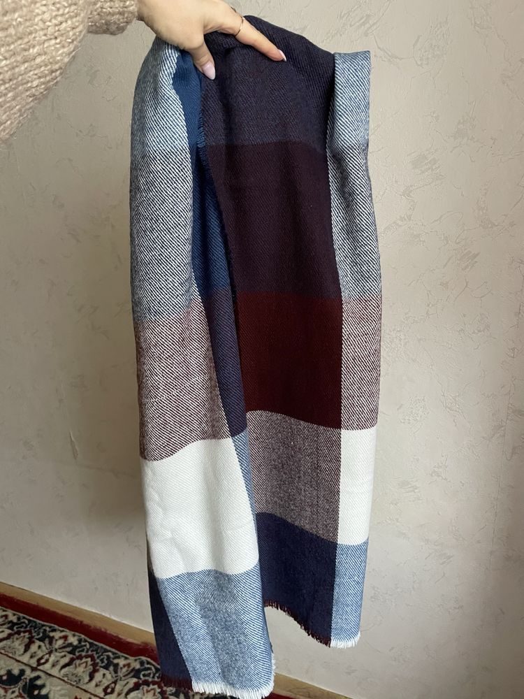 Granatowy bordowy biały szal NOWY szalik Reserved unisex scarf new