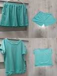 Dres uni na S M L xl komplet welur na lato krótki lazur pastelowy