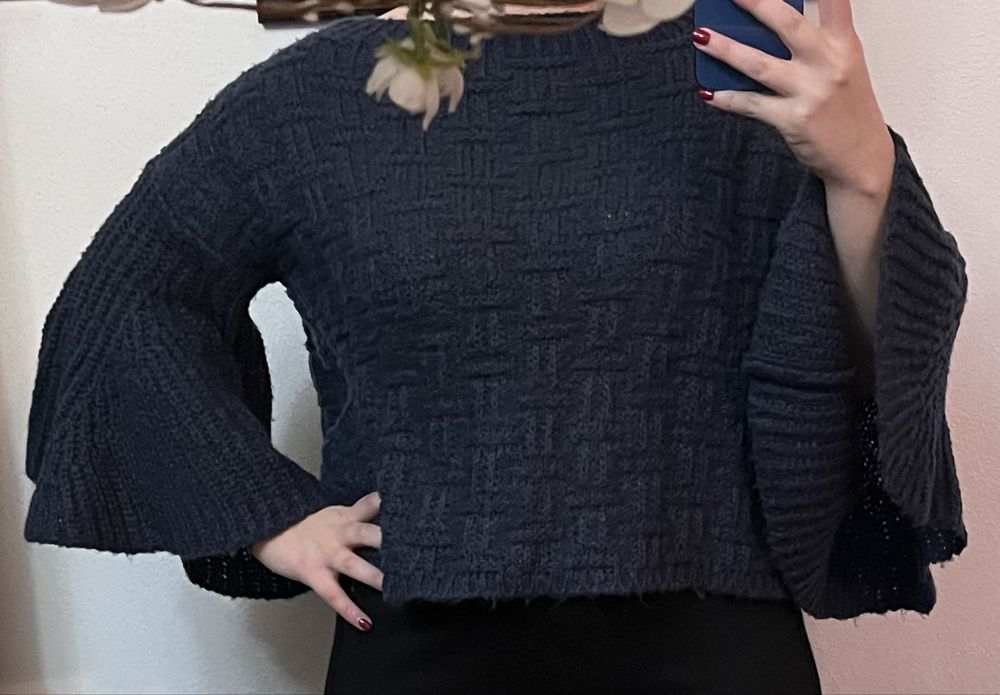 Blusa de malha com manga balão