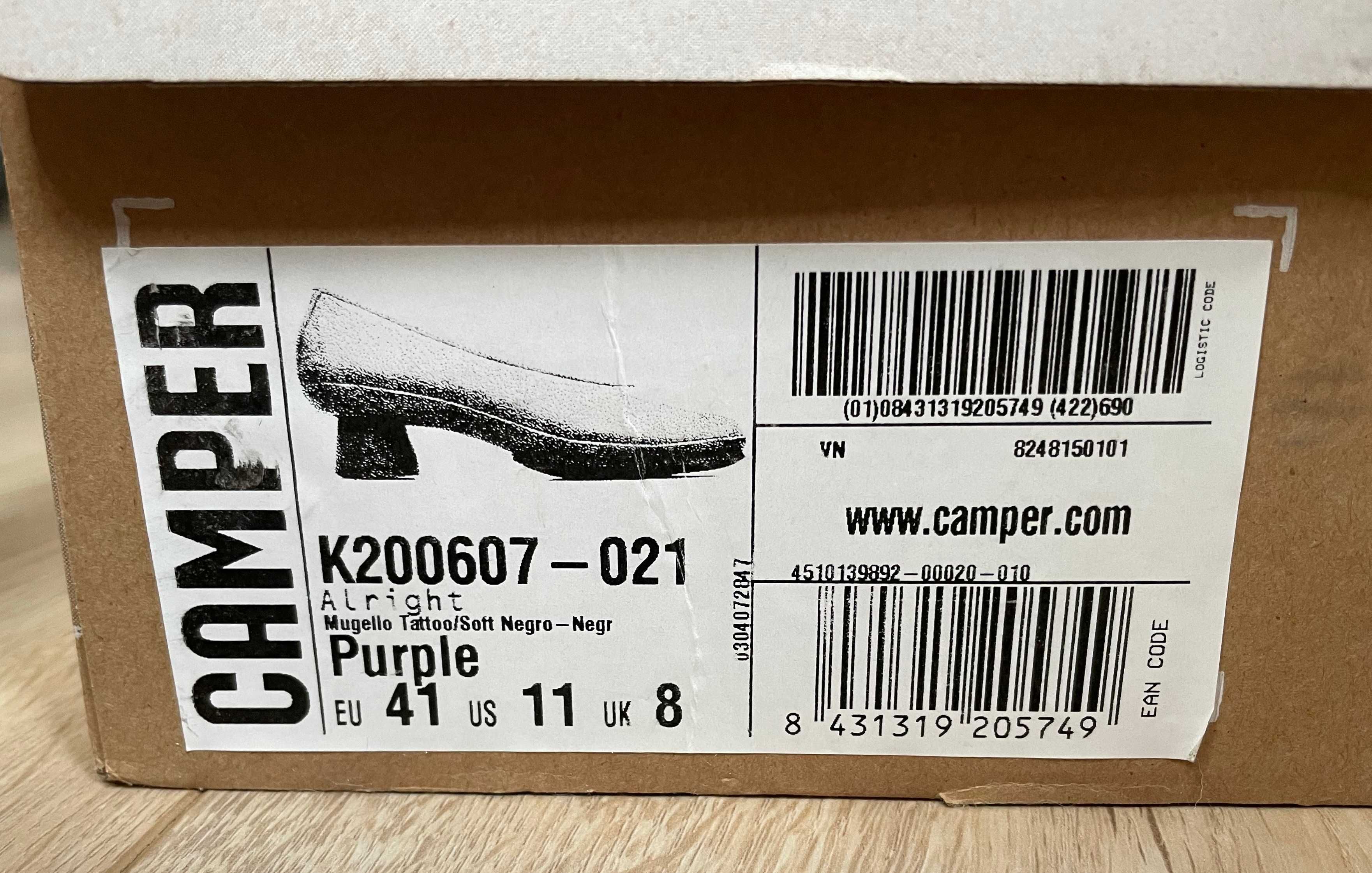 Baleriny Camper na obcasie model Alright kolor purple