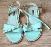 Buty sandały sandałki dziewczęce miętowe 37