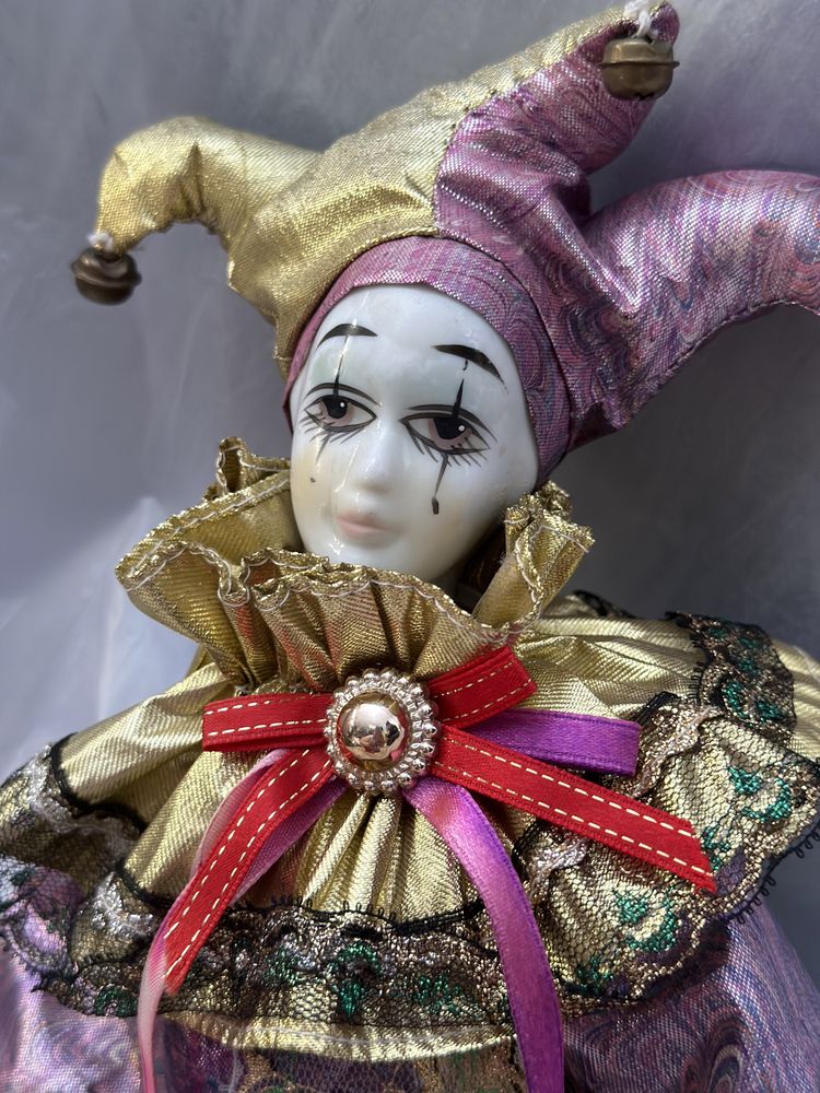 Фарфоровая кукла арлекин коллекционная кукла интерьерный арлекин