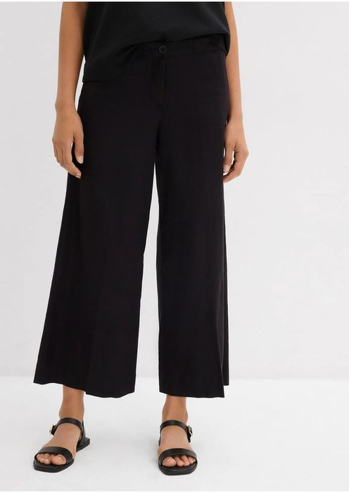 B.P.C spodnie kuloty czarne z domieszką lnu ^48