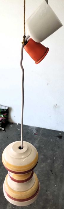 Candeeiro Antigo Cerâmica Pintado Mão