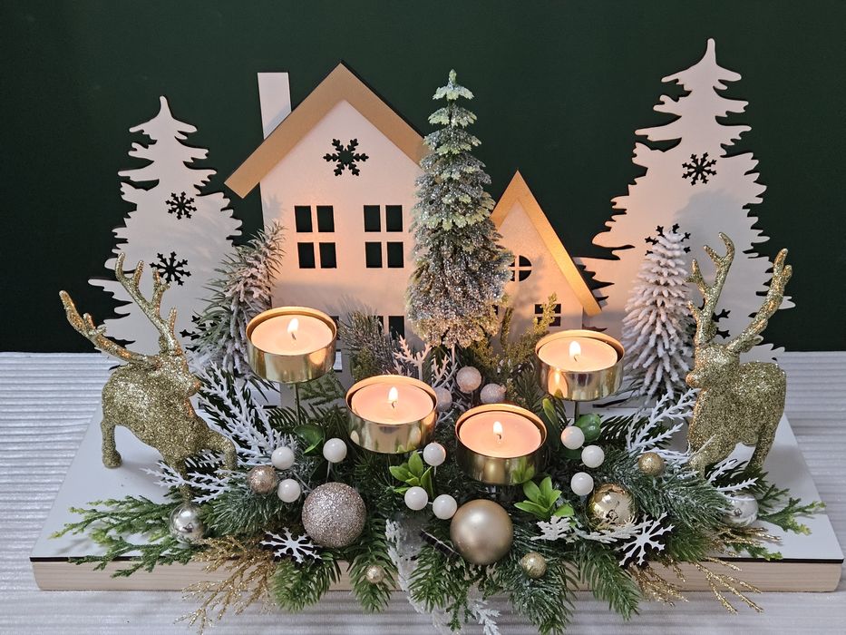 Stroik Adwentowy wieniec adwentowy zimowy Adwent odliczanie świece