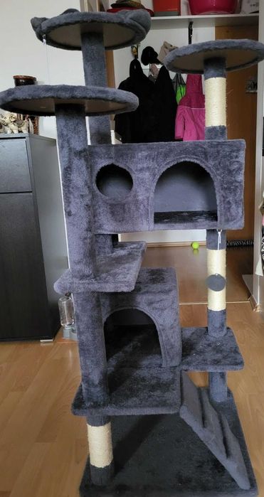 Drapak dla Kota Wielopoziomowy, Stabilny i Komfortowy Ciemnoszary NOWY