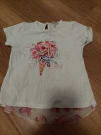 Koszulka tshirt t-shirt dziewczynka 2 lata białą kwiaty jak nowa