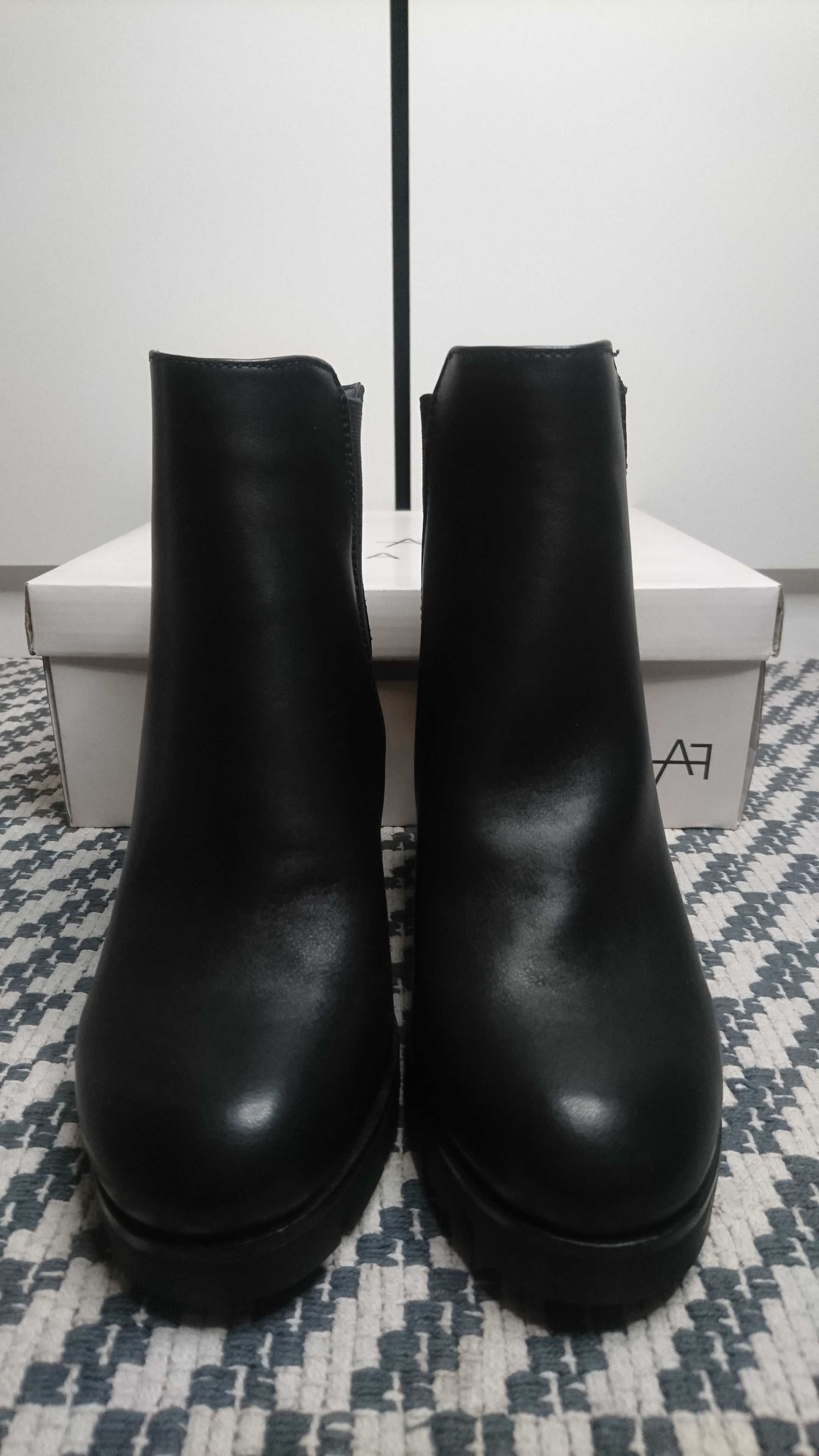 Buty Anna Field Bolt Black Cat Heel Boot Chelsea Platform Botki R.36