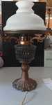 Lampa stołowa retro vintage | PRL | ukruszony klosz