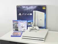 PS4 PRO 1TB Limited Edition White +3 игры +1 джойстик игровая консоль