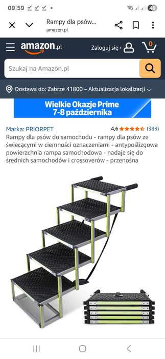 Priorpet 5-stopniowe schody dla psa na zewnątrz do samochodu