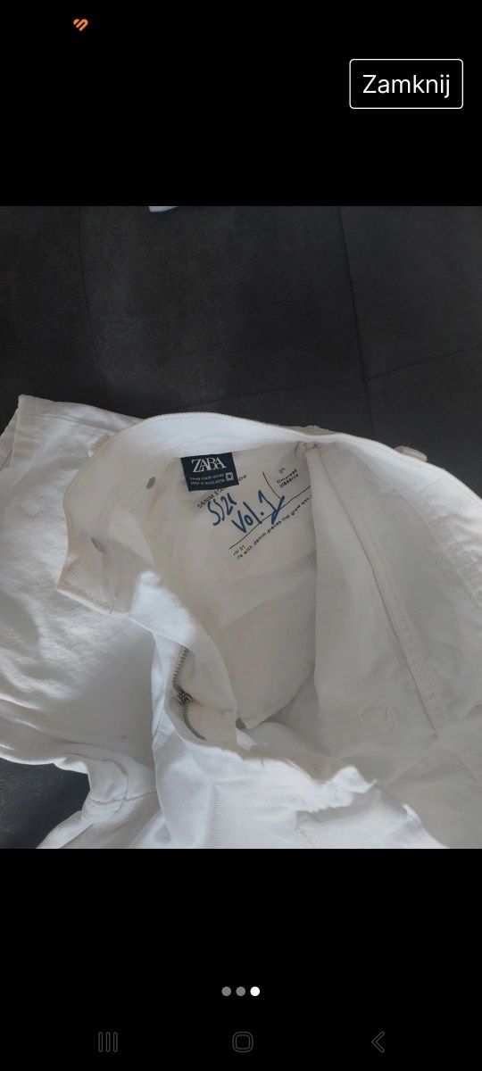 Spodenki jeans firmy Zara kolor Ecru rozmiar 40