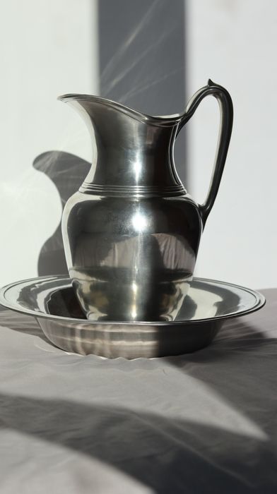 Bacia e Jarro em estanho puro