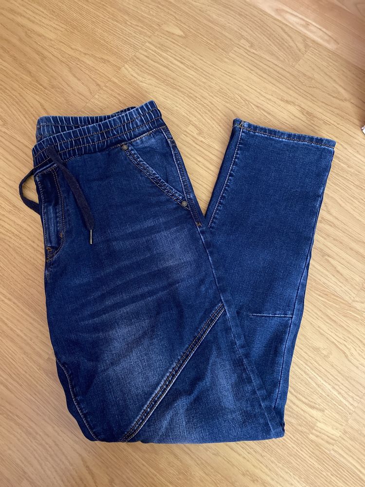 Spodnie jeansy bawełna 32 rozmiar męskie na gumkę dżinsy spodnie