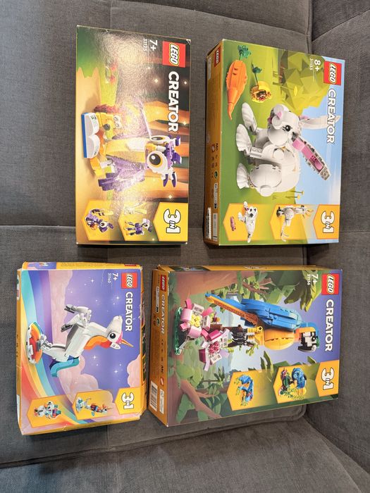 Lego Creator królik 31133 papuga 31136 Sowa 31125 jednorożec 31140