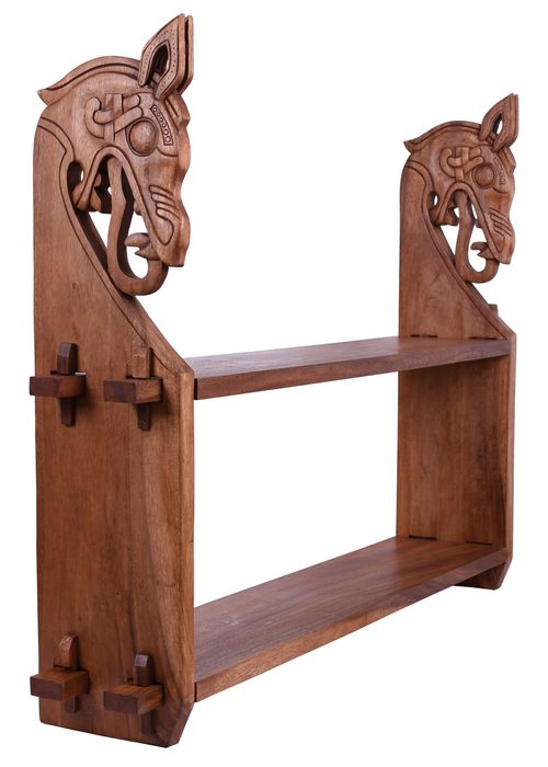 Drewniany Stojak Z Głowami Smoków Wikingów, Duży Bm