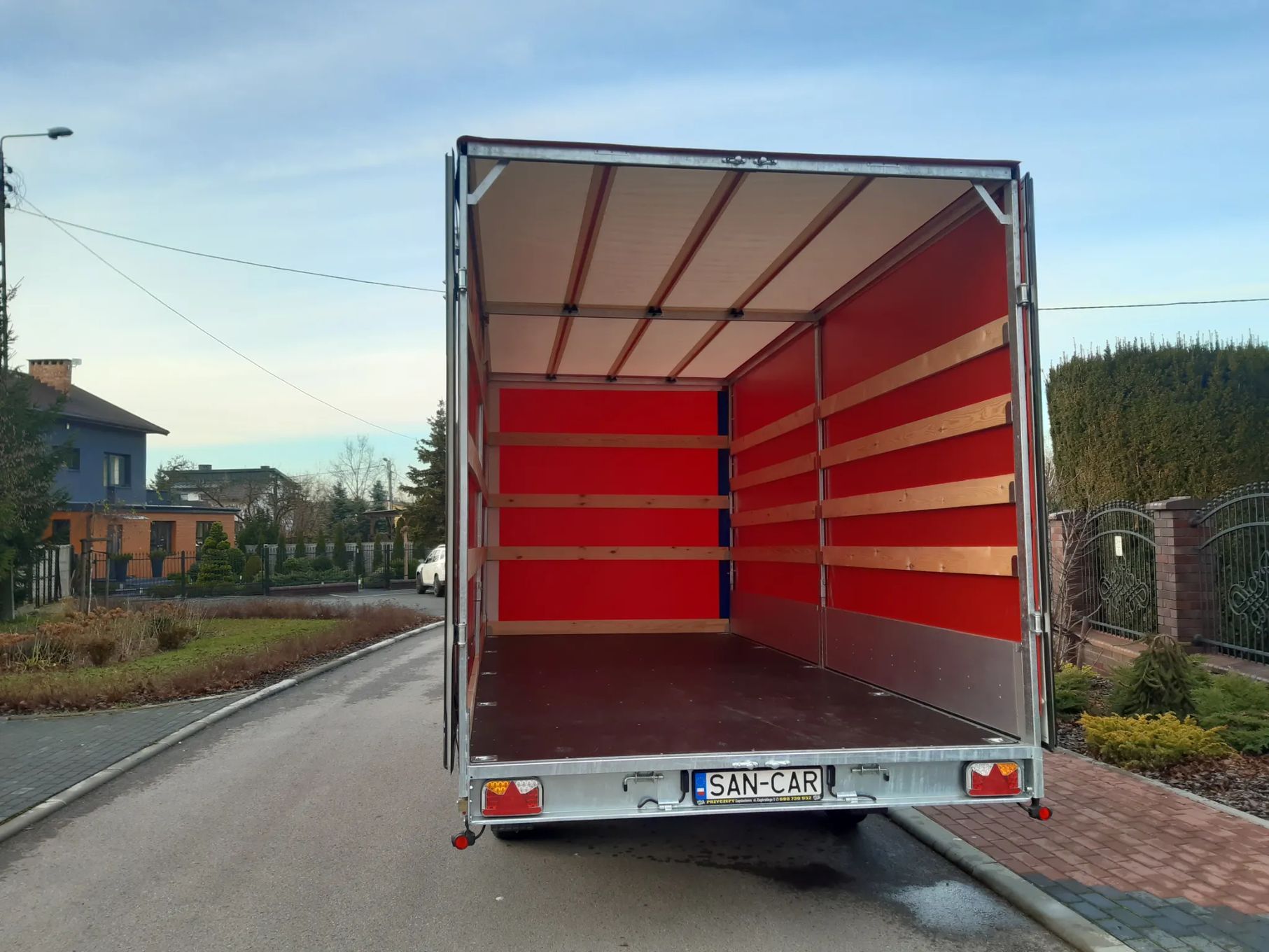 SAN-CAR  SAN-CAR Przyczepa Towarowa, Spedycja, Transport, Plandeka Firanka