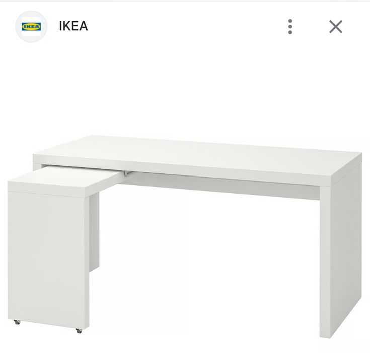 Biurko IKEA  151/65  , biale z wysuwanym panelem